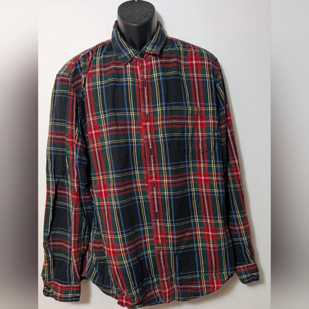 Men's J CREW NY Flannel Shirt Size XL Red Long Sleeve Button Front Work Casual
